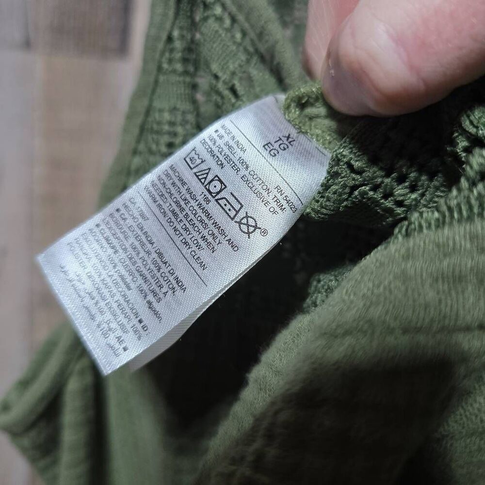 Old Navy Olive Green Gauzy Lace Jumpsuit Jumper XL Gorpcore Minimalist Comfy - Picture 6 of 6